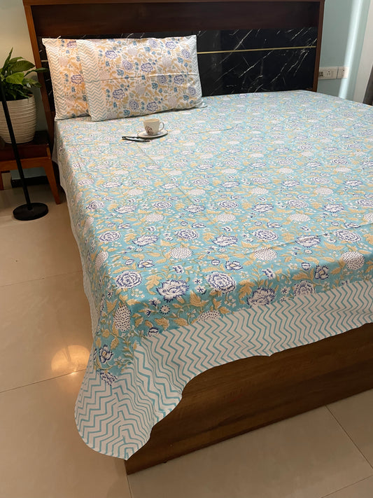 Blue Poppy Double Bedsheet