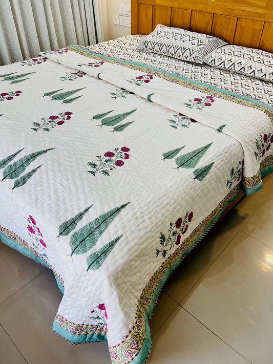 Mulmul Rose Double Quilt