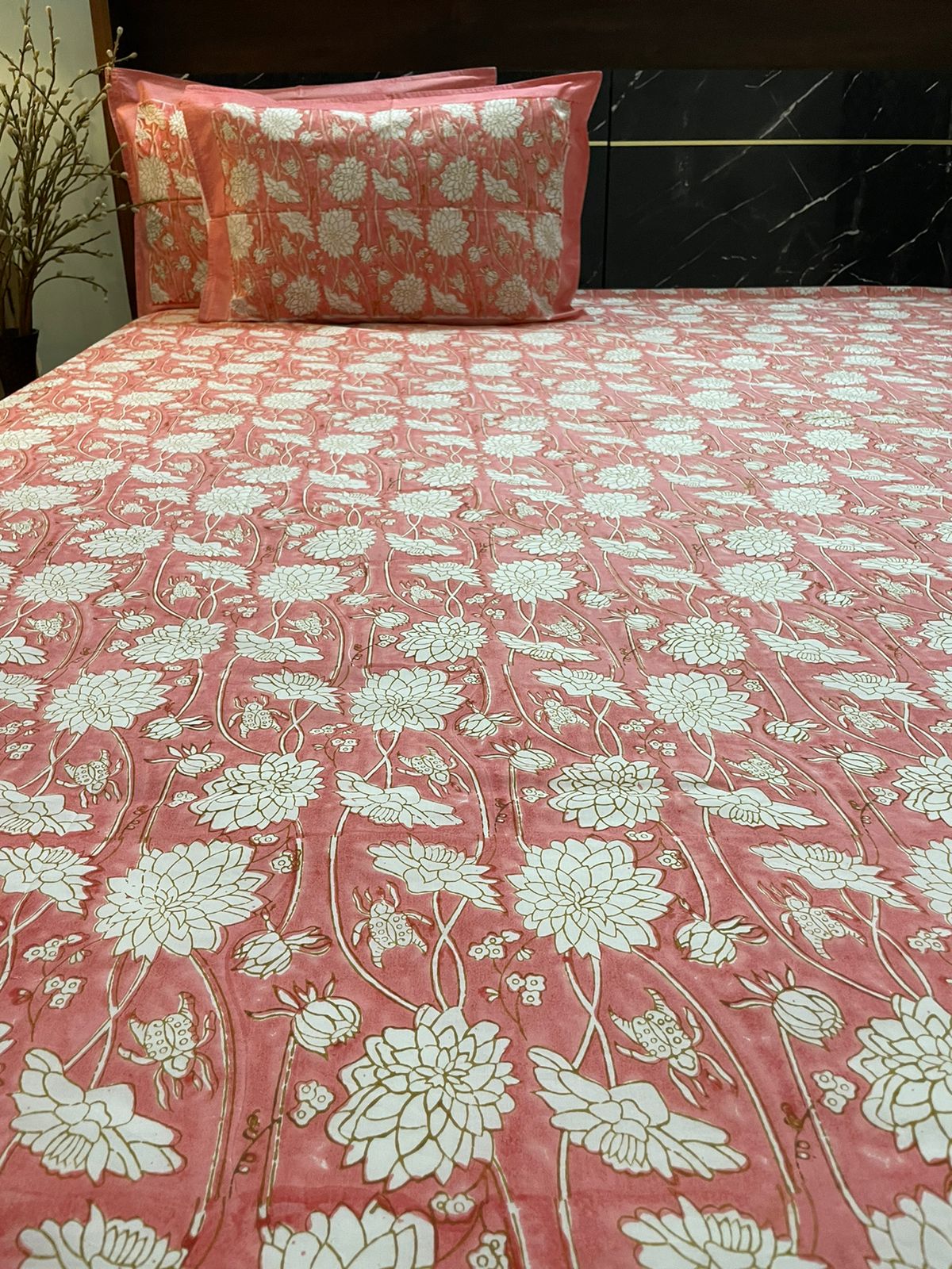 Red Lotus Double Bedsheet