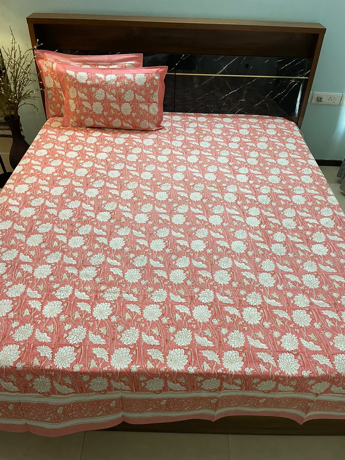 Red Lotus Double Bedsheet