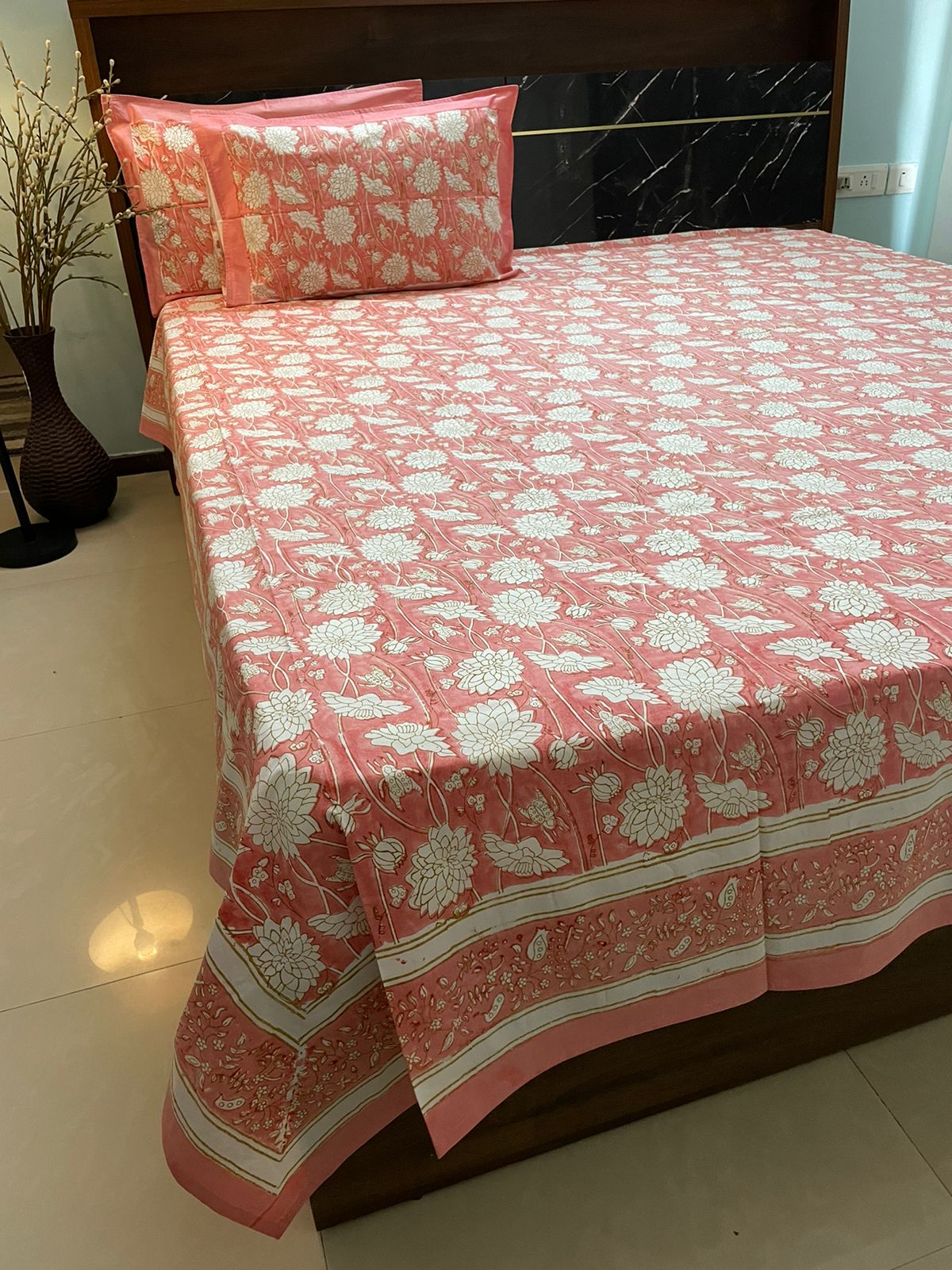 Red Lotus Double Bedsheet